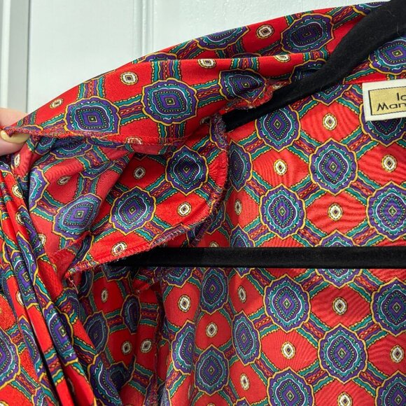 Vintage Lady Manhattan Red and Blue Patterned Blouse Siz S - Picture 7 of 10